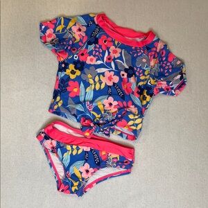 Floral Kids Swim Set - Blue and Pink